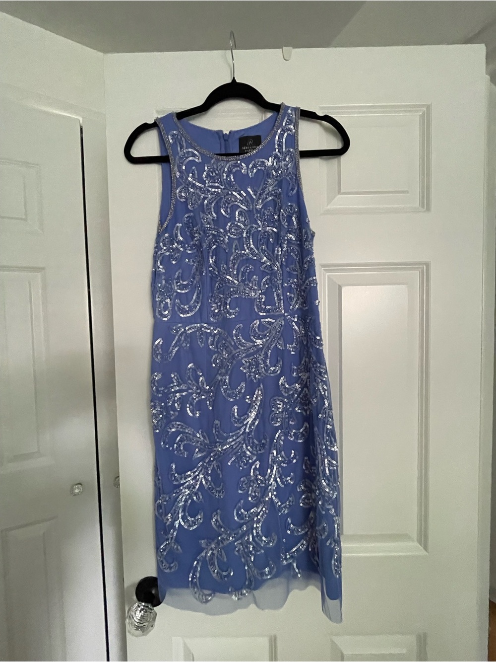 Adrianna Papell Periwinkle Sequin-Embellished Midi Dress